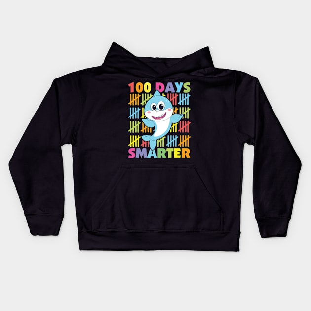 100th Day of School Teacher Cute Shark 100 Days Smarter Kids Hoodie by larfly